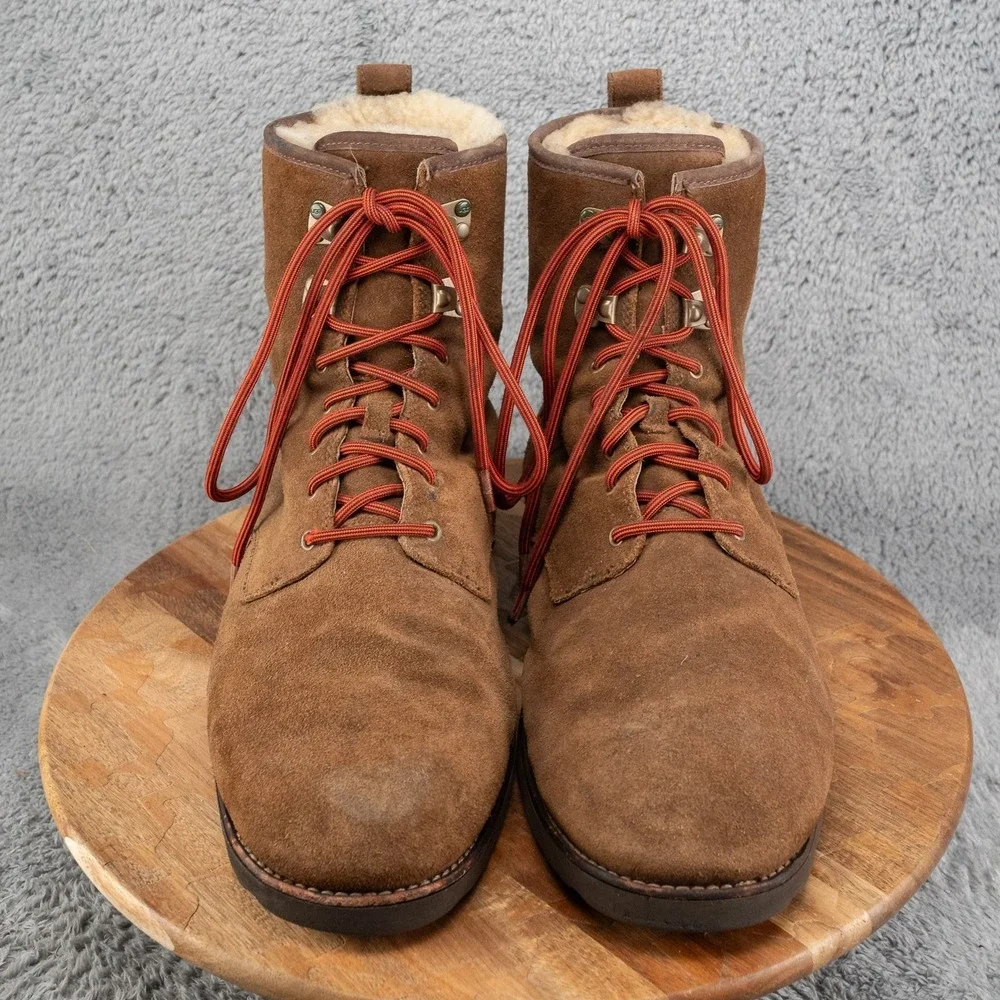 UGG Hannen TL Boots Sz 14 Waterproof Winter Leather Sheepskin Work Warm Brown
